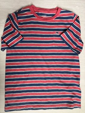 Vineyard Vines Kids Short-Sleeve Striped Tee - coral and blue